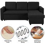 Reversible L-Shaped Sofa Bed with Storage - Black