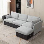Light Gray L-Shaped Sectional Sofa with USB Port