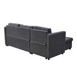 Dark Gray L-Shaped Sleeper Sectional Sofa with Chaise