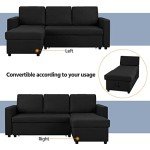 Reversible L-Shaped Sofa Bed with Storage - Black