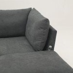 Dark Grey L-Shaped Sectional Sofa with USB Port