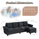 JAMFLY L-Shaped Convertible Sectional Sofa with Storage
