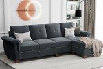 JAMFLY L-Shaped Convertible Sectional Sofa with Storage