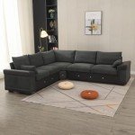 Dark Gray L-Shaped Corner Sofa with USB Port