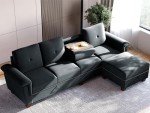 JAMFLY L-Shaped Convertible Sectional Sofa with Storage