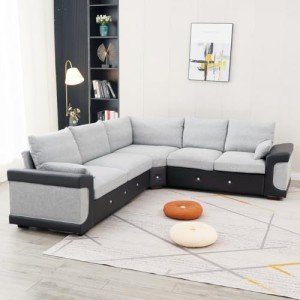 Light Gray L-Shaped Corner Sofa with USB Port