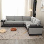 Light Gray L-Shaped Corner Sofa with USB Port