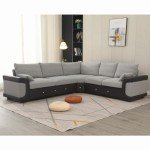 Light Gray L-Shaped Corner Sofa with USB Port