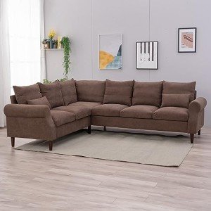 Panana 6-Seater L-Shaped Corner Sofa in Brown