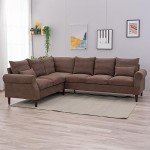 Panana 6-Seater L-Shaped Corner Sofa in Brown