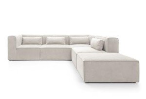 Doris Large Reversible Corner Sofa in White Chenille
