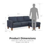 Novogratz Bowen Blue L-Shaped Sectional Sofa