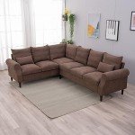 Panana 6-Seater L-Shaped Corner Sofa in Brown