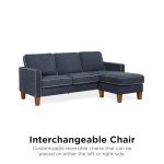 Novogratz Bowen Blue L-Shaped Sectional Sofa