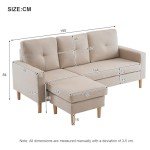 Beige 3-Seater L-Shaped Sofa with Footrest