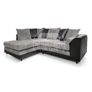 Luca 4-Seater L-Shaped Black & Grey Sofa