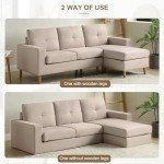 Beige 3-Seater L-Shaped Sofa with Footrest
