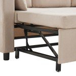 Beige L-Shaped Sofa Bed with Storage