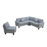 L Shaped Modern Leather Sofa Bed with Chaise
