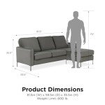 Velvet Grey Novogratz Chapman Sectional Sofa