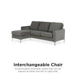 Velvet Grey Novogratz Chapman Sectional Sofa
