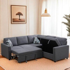 GlasFlength Convertible Sleeper Sofa with Storage