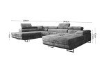 Grey U-Shaped Sofa Bed with Storage