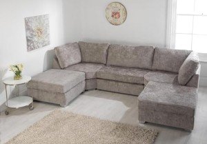 Truffle Fabric 6-Seater U-Shaped Sofa Set