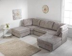 Truffle Fabric 6-Seater U-Shaped Sofa Set