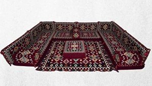 Claret Red U-Shaped Corner Sofa Set