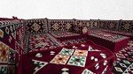 Claret Red U-Shaped Corner Sofa Set