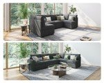 LINSY HOME Modular Corner Sofa with Storage - Dark Grey