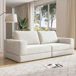 Modular White Sectional Sofa with 2 Pillows