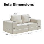 Modular White Sectional Sofa with 2 Pillows