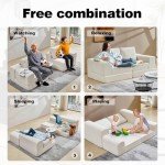 Modular White Sectional Sofa with 2 Pillows