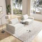 Modular White Sectional Sofa with 2 Pillows