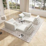 Modular White Sectional Sofa with 2 Pillows