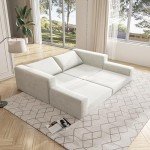 Modular White Sectional Sofa with 2 Pillows