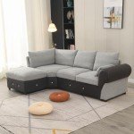 Light Grey L-Shaped 4-Seater Sofa with USB Port