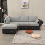 Light Grey L-Shaped 4-Seater Sofa with USB Port