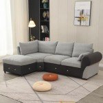 Light Grey L-Shaped 4-Seater Sofa with USB Port