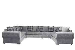 Dark Grey U-Shaped Corner Sofa - 9-Seater
