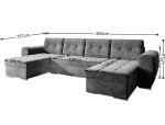 U-Shaped Sofa Bed with Sleep Function in Grey