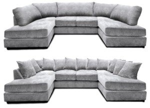 Comfy U Shaped Chenille Sofa with Memory Foam