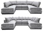Comfy U Shaped Chenille Sofa with Memory Foam