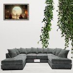 Comfy U Shaped Chenille Sofa with Memory Foam