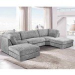 Bishop U-Shaped Grey Chenille Corner Sofa