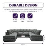 Comfy U Shaped Chenille Sofa with Memory Foam