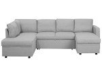 Light Grey U-Shaped Sofa Bed with Storage
