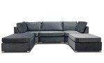 Grey Plush Velvet U-Shaped Corner Sofa
